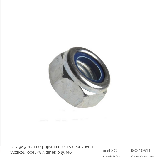 DIN 985 pojistné nízké s nekovovou vložkou