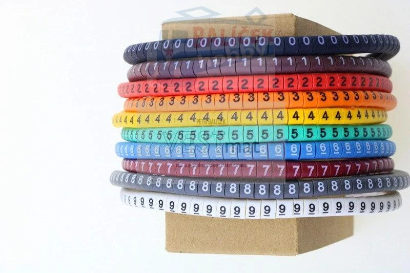 Bužírka popisovací na kabely s čísly 0-9 - 1000ks pro průřez 2,5mm