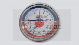 H-LINE termomanometr se zadním napojením, 0 - 120°C, 0 - 4 BAR , D=80 mm