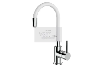 YOUNG, dřezová stojánková baterie s flexi bílým ramínkem