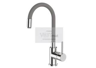 YOUNG, dřezová stojánková baterie s flexi šedým ramínkem