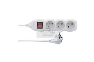 Privod prodluzovaci 3m/250V, 3 zasuvky s vypinacem