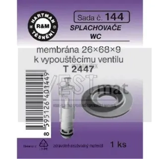 Sada membrány do vypouštěcího ventilů WC, 26 x 68 x 9 mm, T 2431, T 2437, NISA, pryž