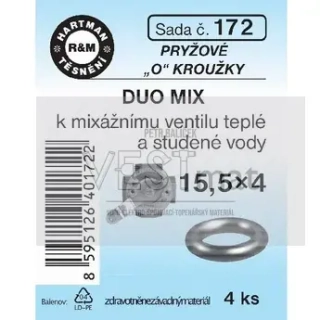Sada O kroužků ke směšovacímu ventilu 15,5 x 4 mm DUO MIX, pryž