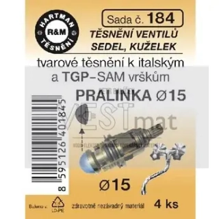 Sada těsnění ventilů sedel, kuželek, průměr 15, 4 ks
