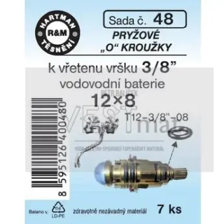 Sada těsnění "O" kroužků, 12 x 8, pryžové, 7 ks, č. 48