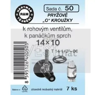 Sada O kroužků 14 x 10 mm k rohovým ventilům a panáčkům sprch., pryž