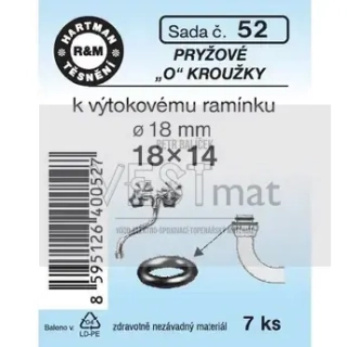 Sada O kroužků 18 x 14 mm k výtokovému ramínku průměr 18 mm, pryž
