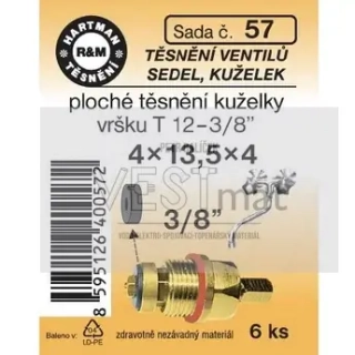 Těsnění ploché 3/8" 4 x 13,5 x 4 mm SAM ke kuželkám vršků T12 3/8", T12 a T14 1/2"