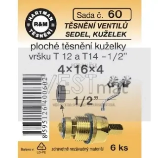 Sada těsnění bezazbestové 1/2" 4 x 16 x 4 mm ploché ke kuželkám vršků T12 3/8",T12 a T14 1/2" 