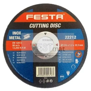 Kotouč na kov řezný Ø 115 x 1,2 x 22,2 mm, FESTA