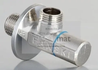 Rohový ventil M1/2 x M3/8 s keramickou kartuší - chrom/modrý označovač