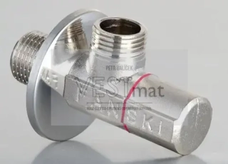 Rohový ventil M1/2 x M3/8 s keramickou kartuší - chrom/červený označovač