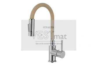 YOUNG S, dřezová stojánková baterie s flexi béžovým ramínkem se sprškou