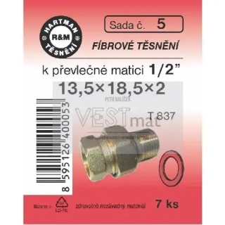 Sada těsnění fíbrové 1/2" 13,5 x 18,5 x 2 mm, matky 