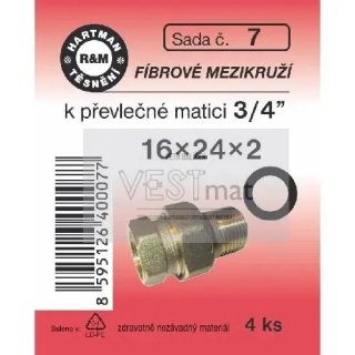 Sada těsnění fíbrové 3/4" 16 x 24 x 2 mm k převlečné matici k vodoměrům
