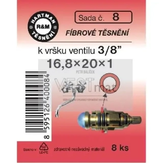 Sada těsnění fíbrové 3/8" 16,8 x 20 x 1 mm k vršku ventilu