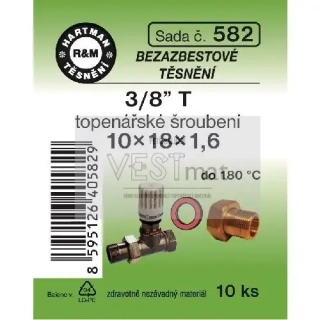 Sada těsnění bezazbestové 3/8" T 10 x 18 x 1,6 mm k topenářskému radiátorovému šroubení 