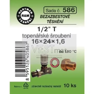 Sada těsnění bezazbestové 1/2" T 16 x 24 x 1,6 mm k topenářskému radiátorovému šroubení 