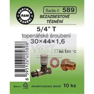 Sada těsnění bezazbestové 5/4" T 30 x 44 x 1,6 mm k topenářskému radiátorovému šroubení 
