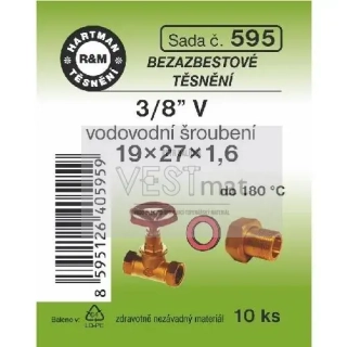 Sada těsnění bezazbestové 3/8" V 19 x 27 x 1,6 mm k vodovodnímu holandskému šroubení 
