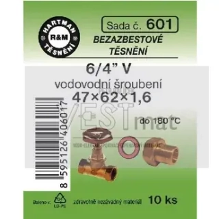Sada těsnění bezazbestové 6/4" V 47 x 62 x 1,6 mm k vodovodnímu holandskému šroubení 