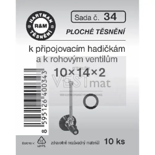  Sada těsnění k rohovému ventilu 10 x 14 x 2 mm, pryž