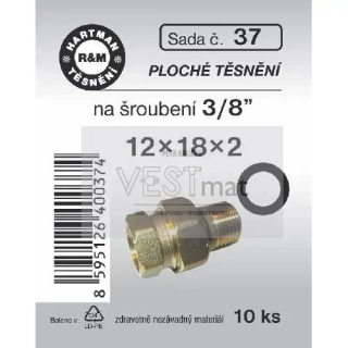 Sada těsnění 3/8" 12 x 18 x 2 mm k připojovacím hadičkám a na šroubení, pryž