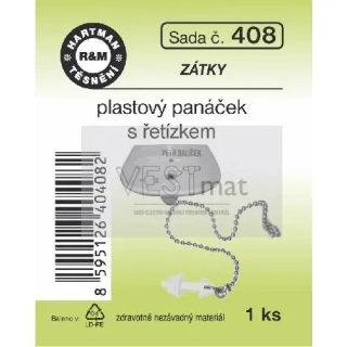 Sada panáček umyvadlový s řetízkem, 25 cm, plast