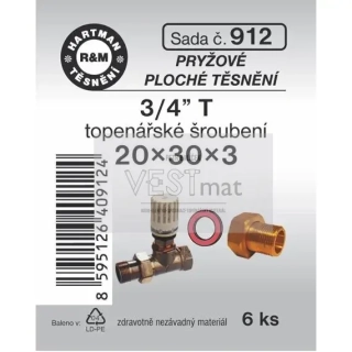 Sada těsnění 3/4" T 20 x 30 x 3 mm, 6 ks, pryž