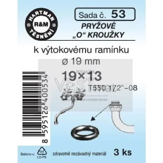 Sada O kroužků 19 x 13 mm k výtokovému ramínku průměr 19 mm, pryž