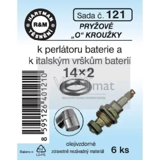 Sada O kroužků 14 x 2 mm k perlátoru baterie a k tělu italského vršku vodovodní baterie, pryž