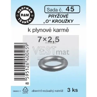 Sada O kroužků 7 x 2,5 mm k plynové karmě, pryž