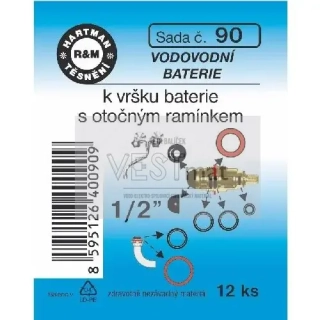 Sada těsnění 1/2" k vrškům baterie s otočným ramínkem, balení 12 ks, pryž