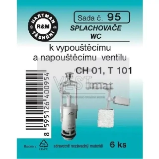  Sada těsnění k napouštěcímu a vypouštěcímu ventilu WC T 101, CH 01, balení 6 ks, pryž