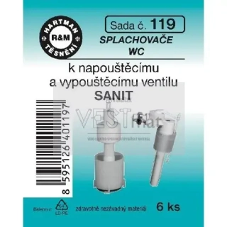  Sada těsnění k napouštěcímu a vypouštěcímu ventilu SANIT, pryž