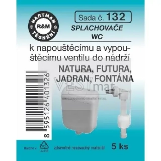  Sada těsnění k napouštěcímu a vypouštěcímu ventilu WC NATURA, FUTURA, FONTÁNA, pryž