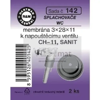 Sada membrány k napouštěcímu ventilu 3 x 28 x 11 mm, SANIT, CH 11, pryž