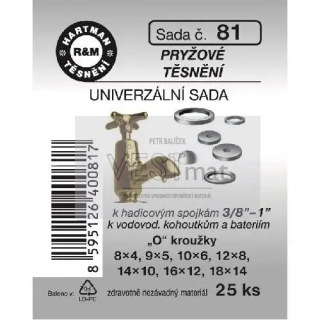 Sada těsnění univerzální pro domácnost, balení 25 ks, pryž