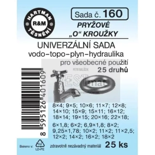 Sada těsnění univerzální O kroužky pro vodo-topo-plyn, 25 ks, pryž