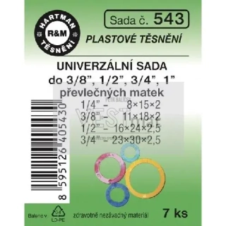 Sada těsnění, univerzální, plast, balení 7 ks