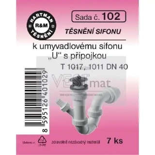  Sada těsnění k umyvadlovému sifonu U s přípojkou T 1017, 1011, DN 40, pryž