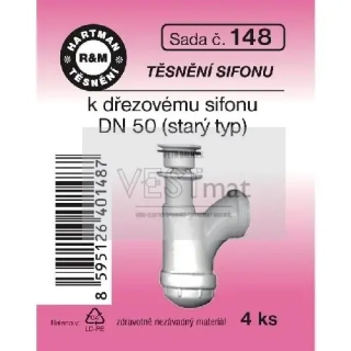  Sada těsnění k starému dřezovému sifonu, DN 50, pryž