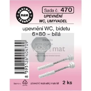Sada 6x80 mm na upevnění WC a bidetů, nerez, bílá
