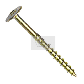 Vrut konstrukční, talířová hlava, TORX 25, frézovací segment, špička se zářezem, částečný závit, ocel, zinek žlutý, 5x50 mm