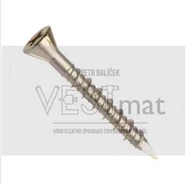 Šroub pro montáž desek CETRIS, kuželová hlava, drážka Phillips, ocel, zinek žlutý, závit do dřeva, 4.2x45/25 mm