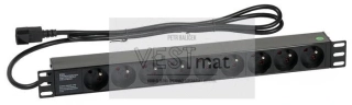 Napájecí lišta (19 "RACK, 1U, 9 zásuvek, IEC320C13/UPS plug, kabel 1,6m)