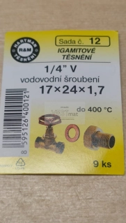 Igamitové těsnění 1/4" V vodovodní šroubení 17x24x1,7 sada č. 12