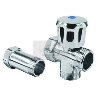 Meziventil pro pračku s mezikusem a otočnou maticí, pochrom. mosaz, 3/4"x3/4"x3/4"