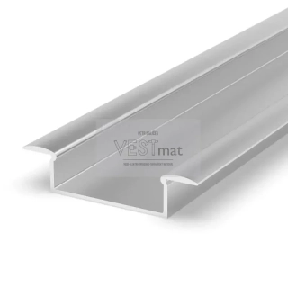 LED profil P14-1 stříbrný vestavný, Profil bez krytu 2m